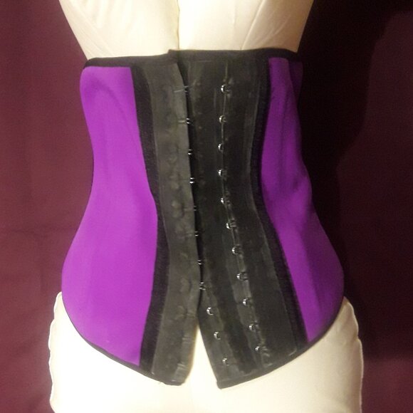 Ann Chery Women Purple Latex 2- Hook Corset Body Shaper Waist Trainer Size 32 - Picture 3 of 11
